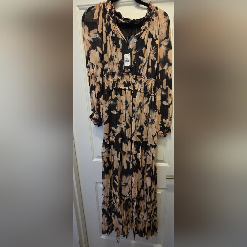 Rails Frederica Maxi Dress In Charcoal Lily Size M